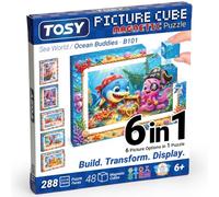 TOSY Picture Cube Ocean Buddies: Puzzle magnétique 6 en 1, 48 Blocs, 288 Faces illustrées, 1,5cm, B101, Art UV de qualité, Cadre d’Exposition, Cadeau Enfants/Adultes