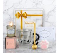 TOSZOLY Cadeau Femme, Tasse Chat Coffret, Idee Cadeau Anniversaire Femme, Coffret Tasse à Café Double Paroi Personnalisé Pour Maman Épouse Amie Fille Soeur, Noël, Fête des Mères (Noir)