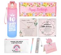 TOSZOLY Cadeau Fille 10 Ans, Idee Cadeau Anniversaire Fille, 8 Pièces Cadeau Pour Fille de 10 Ans avec Gourde, Collier, Bracelet, 10 Ans Coffret Cadeau Enfant pour Fille, Sœur, Amie, Petite-fille