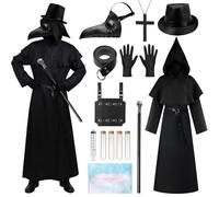 TOSZOLY Costume du Médecin de Peste, Déguisement Médecin de la Peste avec Masque, Costume Docteur de la Pest Cadeaux pour Adultes, Plague Doctor Costumes pour Halloween Carnaval Cosplay (M)
