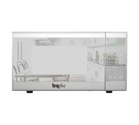 Total Chef Compact Countertop Microwave Oven, 1100W, 1.3 Cubic Feet Capacity, Digital Touchscreen Controls, One-Touch Push-Button Opening, 6 Pre-Set Cooking Modes, Silver Stainless Steel