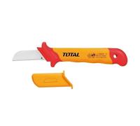 TOTAL - Couteau d'électricien - Isolé - Certifié VDE - Idéal pour les électriciens et les projets électriques - Mesure : 50 x 180 mm