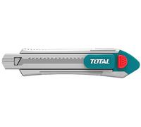 TOTAL - Cutter - Pour lames 18 x 100 mm - Poignée antidérapante - Matériau : Guide en aluminium - Inclus 6 recharges de lames - 185 mm