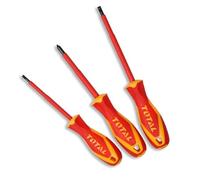 TOTAL - Jeu de 3 Tournevis Isolés - Pour Travaux Électriques - Chrome Vanadium - Certification Standard VDE - Embout Aimanté - Inclut Tournevis SL4, SL5 et PH2