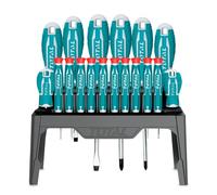 TOTAL - Jeu de Tournevis - Contient 18 Pièces - Chrome Vanadium - Pointe Magnétisée - Manche Ergonomique - Idéaux pour une Utilisation Intensive