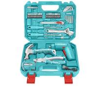 TOTAL - Mallette Outils Multifonctions 38 Pièces | 1 Tournevis à Batterie 4V | 16 Embouts | 8 Clés Allen | 2 Tournevis | Pince Universelle | Crayon Testeur | Mini Marteau | Mètre Ruban | Cutter