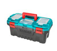 TOTAL - Organisateur d’Outils 20 kg - Boîte en Plastique avec Plateau Amovible et Couvercle Supérieur - 3 Zones de Rangement et Fonction Échelle - Dimensions 508x296x261 mm