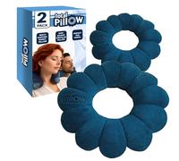 Total Pillow Lot de 2 oreillers en forme de donut pour avion et voyage, coussin de nuque confortable en microbilles pour cou, tête, dos, soutien lombaire et pelvien, pour de nombreuses positions, bleu
