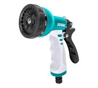 TOTAL - Pistolet d’arrosage douche - Buse avec 9 positions réglables - Compatible avec tuyaux de 1/2" - Modes de pulvérisation multiples - Gâchette en nylon - Bleu