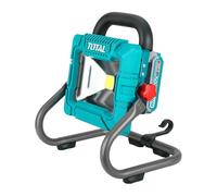 Total - Projecteur LED à Batterie 20V - Éclairage Puissant et Réglable pour Extérieurs, Jardins, Chantiers et Campings - Inclut Batterie 2Ah et Chargeur - 900-1800 Lumens - Dimensions : 63 x 23 x 3 cm