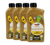TOTAL Quartz Ineo Efficacité SAE 0W-30 Huile Moteur BMW Longlife-19FE, 4x1 Litre