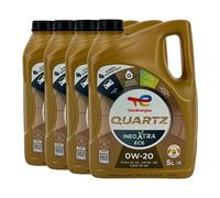 Total quartz Ineo Xtra EC6 SAE 0W-20 Huile MB 229.72 Vcc RBS0-2AE, 4x5 Litre
