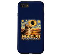 Total Solar Eclipse 12 août 2026 Chat Amusant Nuit étoilée Coque pour iPhone SE (2020) / 7/8