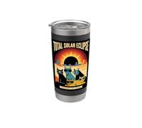 Total Solar Eclipse Chats drôles portant des lunettes août 2026 Gobelet isotherme en acier inoxydable double paroi