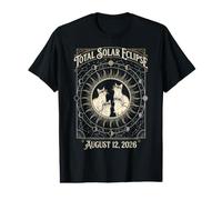 Total Solar Eclipse Funny Cats Portant des Lunettes 2026 août T-Shirt Graphique avec Valeur