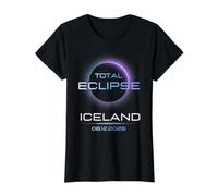 Total Solar Eclipse Iceland 8 12 2026 Totality Astronomy T-Shirt Graphique avec Valeur, Femme, Noir, M
