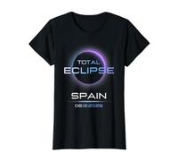 Total Solar Eclipse Spain August 12 2026 Total Eclipse Spain T-Shirt Graphique avec Valeur, Femme, Noir, L