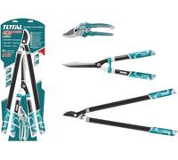 Total Tools - Ensemble de Coupe pour Jardinage Mod. THT1576033 - Set de 3 Ciseaux de Taille: 1 de 220 mm, 1 Cisaille à Haies de 580 mm et 1 à Deux Mains de 725 mm - Kit Complet pour Taille et Jardin