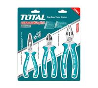 Total Tools - Jeu de 3 pinces - 1x universelle 180 mm - 1x coupante 160 mm - 1x plate 160 mm - 1x poignée ergonomique en fibre - chrome vanadium