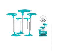 Total Tools - Jeu de 8 clés Torx à poignée en T | 10x75mm - 50x200mm | Pour visser ou dévisser des vis à tête Torx | Avec soutien | Manche bi-matière | Faits sur le chrome-vanadium