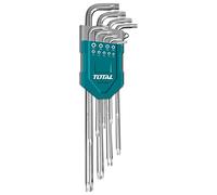 Total Tools - Jeu de 9 clés Torx | Plusieurs tailles de T10 à T50 | Outil de desserrage des écrous et vis Torx | Chrome vanadium