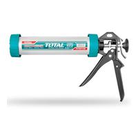 Total Tools - Pistola Aplicador Cerrado de Silicona | Longitud de 305 mm | Con Plato de Empuje | Mango Ergonómico de Aluminio | Acero | Resistente a la Corrosión