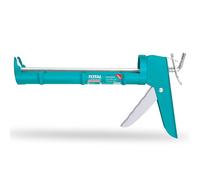 Total Tools - Pistolet applicateur en silicone, longueur 230 mm, tige en fer avec dents, poignée ergonomique en aluminium, acier, résistant à la corrosion