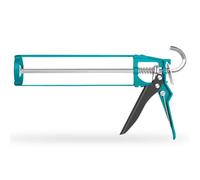 Total Tools - Pistolet applicateur en silicone | Longueur de 230 mm | Plaque de poussée double | Poignée ergonomique en aluminium | Acier | Résistant à la corrosion