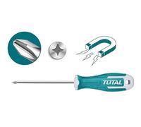 TOTAL - Tournevis à tête Phillips | PH2 x 125mm | Poignée ergonomique bimatière | Acier