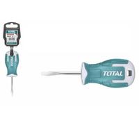 TOTAL - Tournevis Court à Tête Plate - Acier S2 - Tige Ronde de 6mm de Diamètre - Dimensions : 6,5 x 38 mm