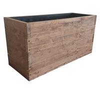 TOTAL WOOD 2012 Jardinière rectangulaire en Bois avec revêtement intérieur, pour Usage intérieur extérieur 100x40x50 cm Noyer foncé imprégné Également sur Mesure