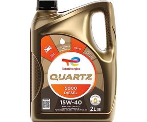 TotalEnergies Quartz 5000 Diesel 15W-40, Huile moteur, 2 litres