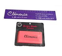 Totales Créations-Lot d'une règle en plastique souple de 20cm prénom Clémence + une gomme géante de 8,5cm prénom Clémence