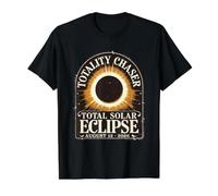 Totality Chaser Total Solar Eclipse 12 août 2026 T-Shirt Graphique avec Valeur, Homme, Noir, L