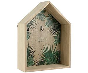 TOTALLY ADDICT HD4951 Boite à Clés Maison Jungle, MDF, Beige-Vert, 21 x 8 x 28 cm