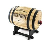 Totally Addict KV7166 Fontaine à Boisson Distributeur avec Robinet Cave Tonneau de Vin Bois et Métal Beige et Gris ou Noir ou Rouge H27 21 x 26 cm