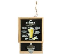 TOTALLY ADDICT KV7229 Décapsuleur Mural avec Bac Capsules, Bois, Beige, 17,8 x 6,8 x 26 cm