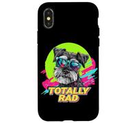 Totally Rad Retro Vintage 80s 90s Miniature Schnauzer Lover Coque pour iPhone X/XS
