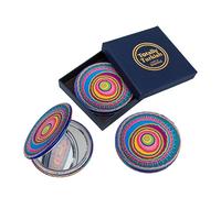 Totally Turkish Petit miroir rond en métal - pliable - fermeture magnétique - 1x / 2x - Pour sacs à main, maquillage, voyage et trajets - Motif géométrique lumineux et funky (mambo)