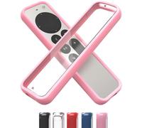 TotalMount Coque Air Rim pour télécommandes Apple TV - Coque Fine et Hybride avec Protection Ultime Contre Les Chutes - Périmètre Rose et Dos Transparent