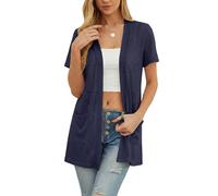 Totatuit Gilet Long Femme éTé avec Poches Gilet LéGer Et éLéGant Cardigan Parfait pour L’éTé Ou comme ParéO De Maillot De Bain Bleu Marine，XL
