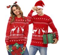Totatuit Pull de Noël pour Pull Elk Imprimé Festif Chaud Famille Pull | Manches Longues, Col Rond, Matière Douce, Tricot, Hiver, Tenue Quotidienne