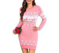 Totatuit Robe Pull de Noël Longue Motif Flocon et Renne Robe et Élégante | Hiver, Style Élégant, Tenue Quotidienne, Facile à Associer, Style Polyvalent