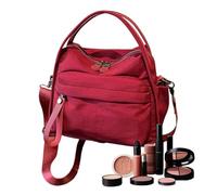 Tote Bag - 25x20x12cm Nylon Crossboďy Shoulder Bag | Elegant Solid Color Zipper Handbag Soft Top Handle Wallet Style Versatile Women Fashion Shoulder CrossbodyBag
