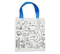 Tote bag à colorier - MEGACREA DIY - Baleine - 100% coton - Anse bleue - 25 x 27 cm