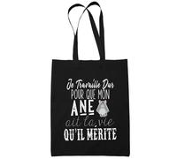 Tote Bag - Ane Je travaille dur - Noir - 10L - Coton biologique - Éco-responsable