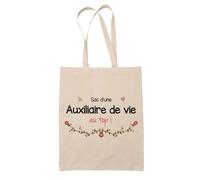 Tote Bag Auxiliaire de vie au Top | Idée Cadeau Collègue Travail Retraite Sac Cabas Réutilisable