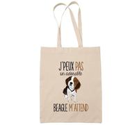 Tote Bag - beagle - Beige - 10L - Coton biologique - Personnalisable