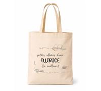 Tote bag beige Affaire de la meilleure tutrice Sac Cadeau Fin d'années