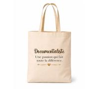 Tote bag beige Documentaliste une passion Sac shopping Cadeau Collègue